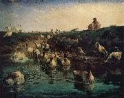 Jean Francois Millet Geese painting